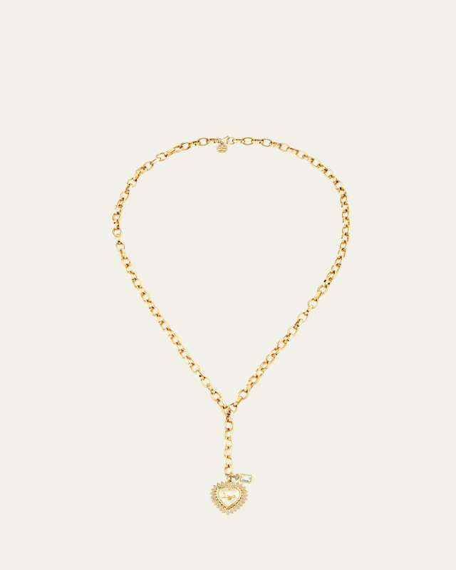 Love Quartz Marquis Eye Heart Lariat Necklace